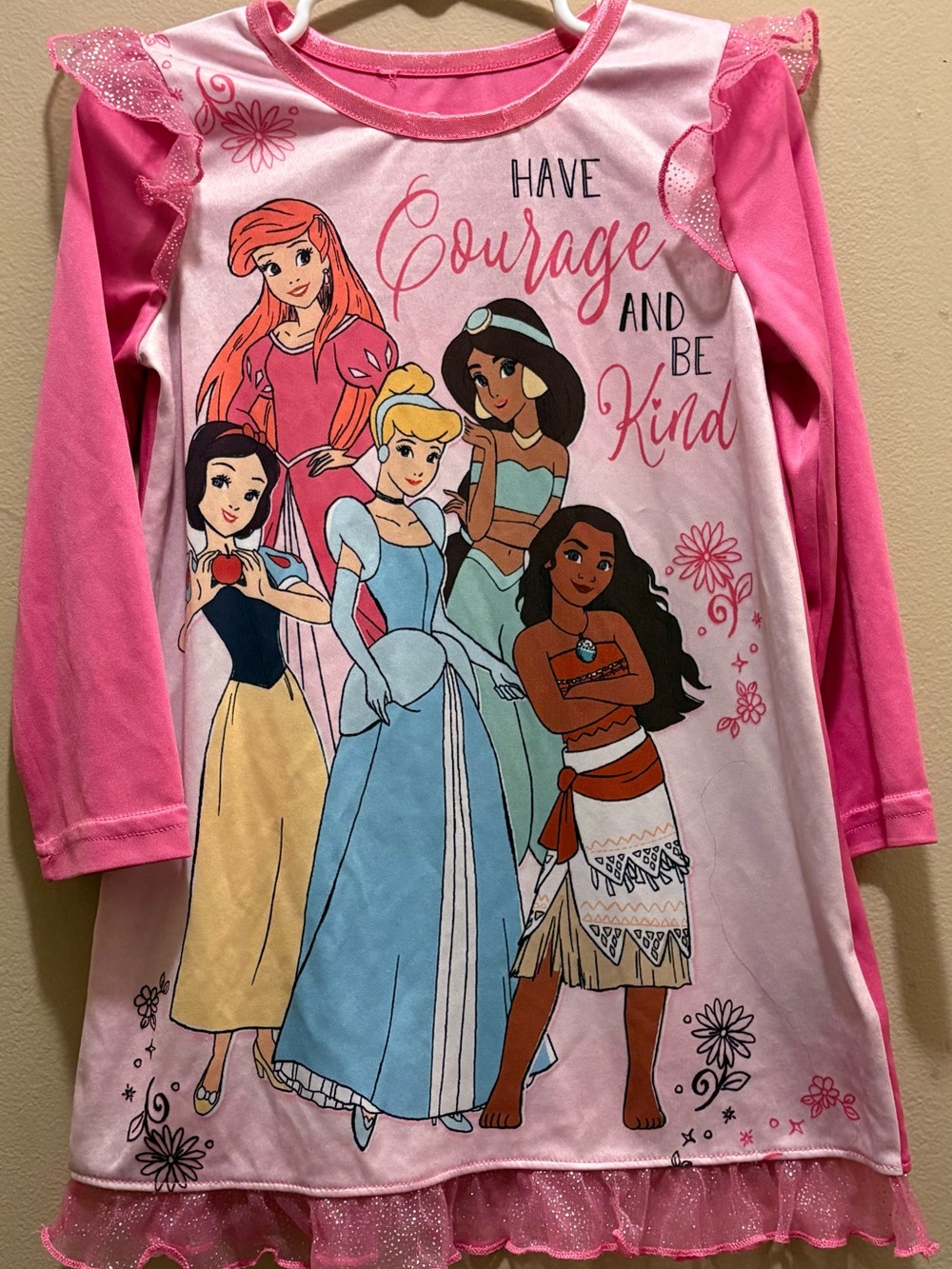 Disney Princess size 4 year long sleeve pink nightgown pajamas